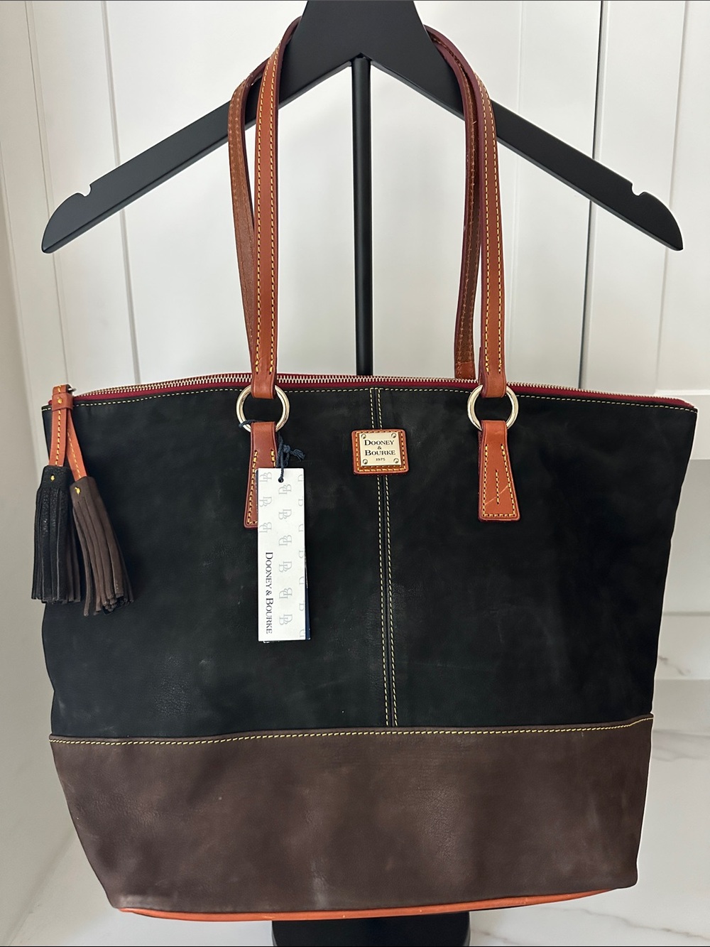 Dooney & Bourke Tobi Tote – Nubuck Leather Brown and Black, NWT